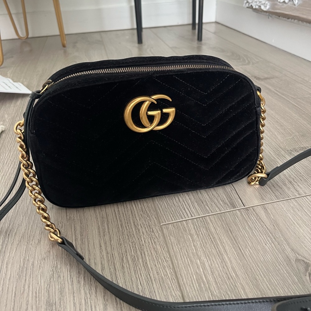 GG Gucci Marmont Small Velvet Comera Bag